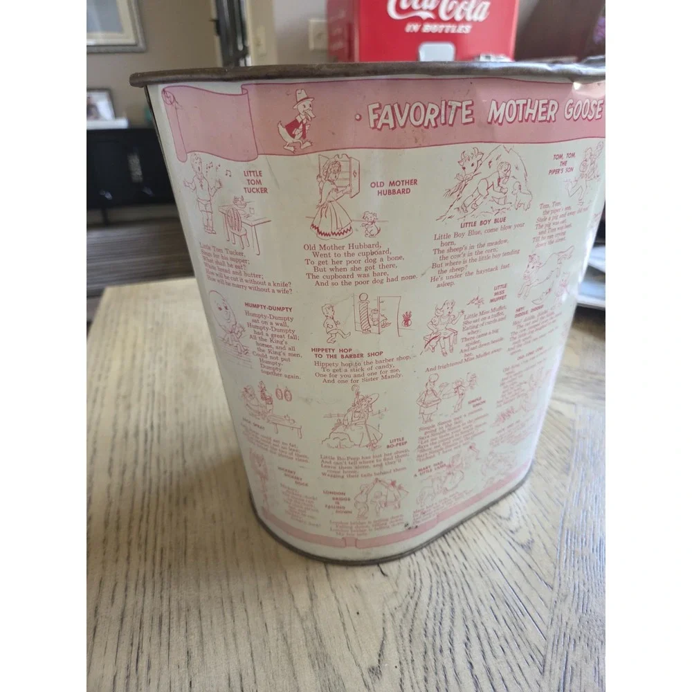 Vintage Mother Goose Trash Can Seesaw Jane Dick Spot Nursey Trash Can Weibro